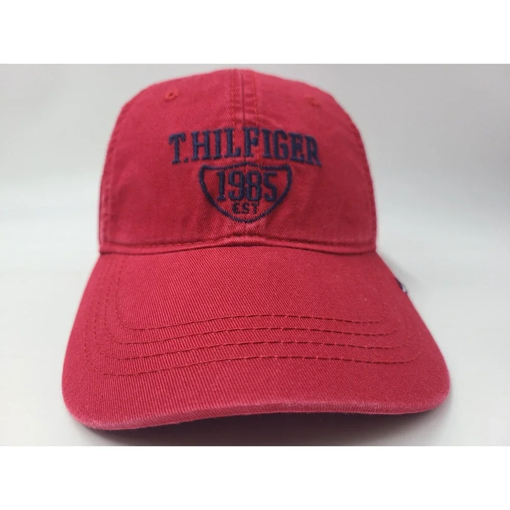 Tommy Hilfiger Est 1985 Strapback Adjustable (Fits Small) Hat Cap Cotton Dad Red
